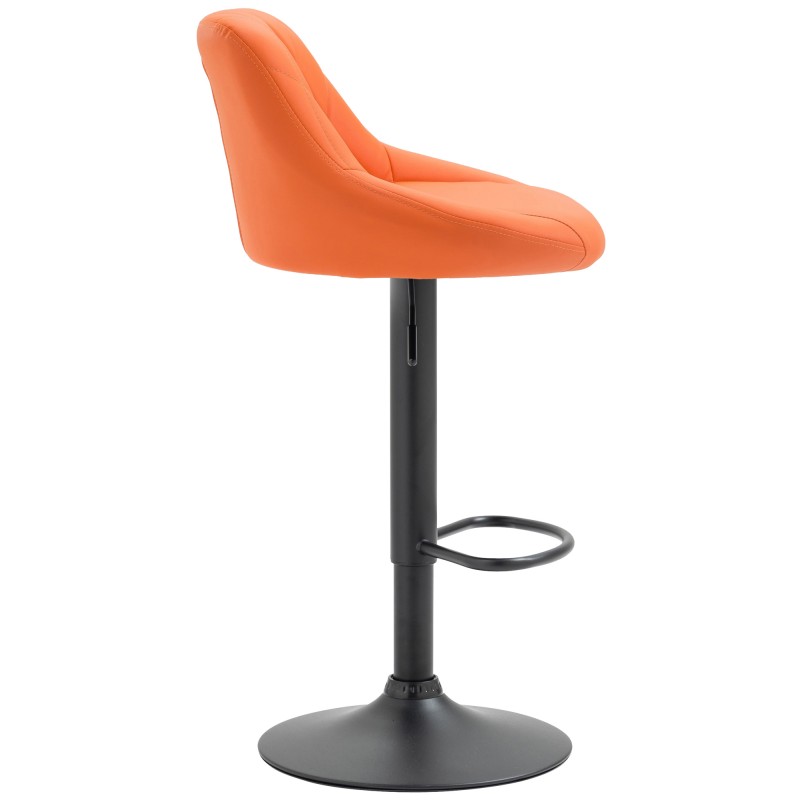 Taburete de bar Lazio en piel sintética negra y naranja