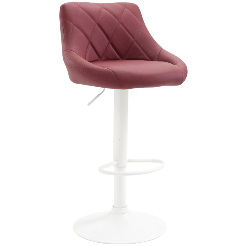 Taburete de bar Lazio en piel sintética color blanco burdeos