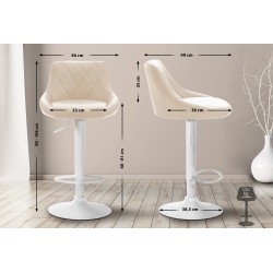 Taburete de bar Lazio de piel sintética color blanco crema