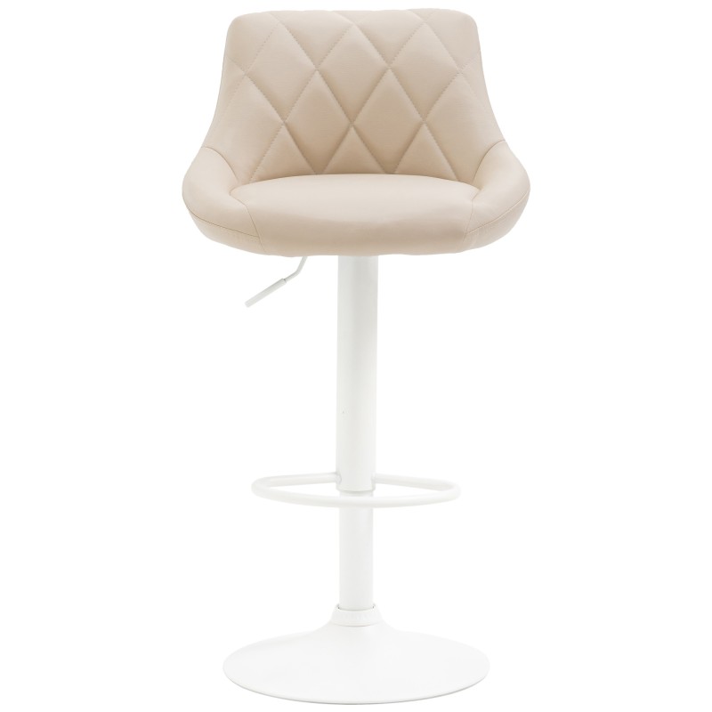 Taburete de bar Lazio de piel sintética color blanco crema