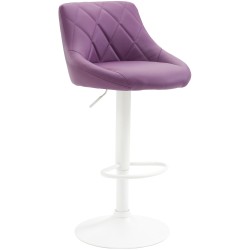 Taburete de bar Lazio de piel sintética blanco y morado
