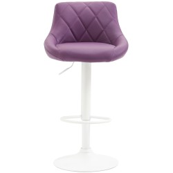 Taburete de bar Lazio de piel sintética blanco y morado