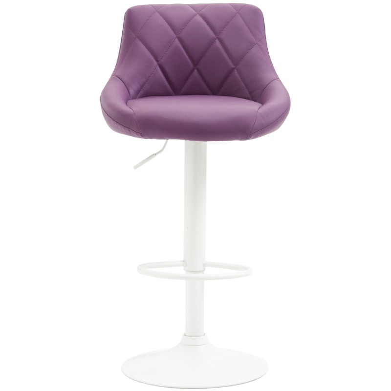 Taburete de bar Lazio de piel sintética blanco y morado