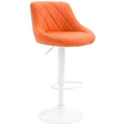 Taburete de bar Lazio de piel sintética blanco y naranja