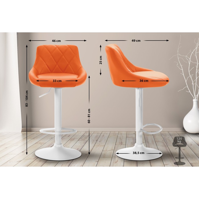 Taburete de bar Lazio de piel sintética blanco y naranja