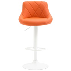 Taburete de bar Lazio de piel sintética blanco y naranja