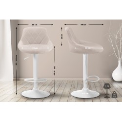 Taburete de bar Lazio de tela color blanco crema