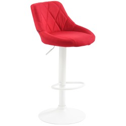 Taburete de bar Lazio en tela blanca y roja