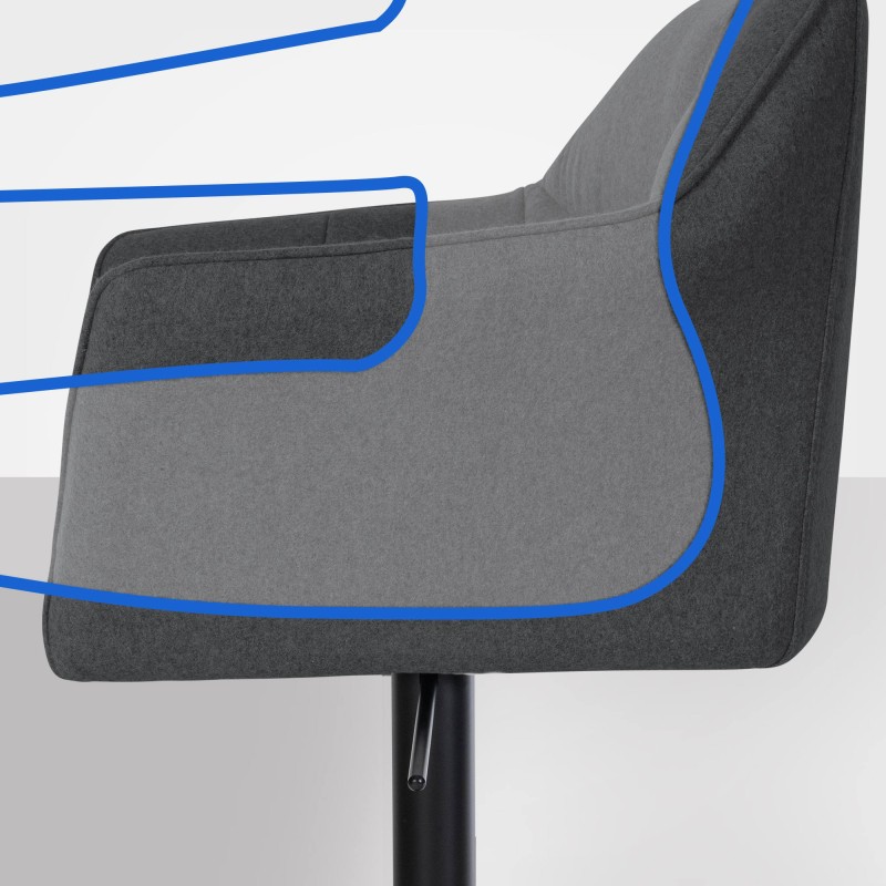 Taburete de bar Damaso B de fieltro antracita