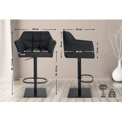 Taburete de bar Damaso B de fieltro antracita