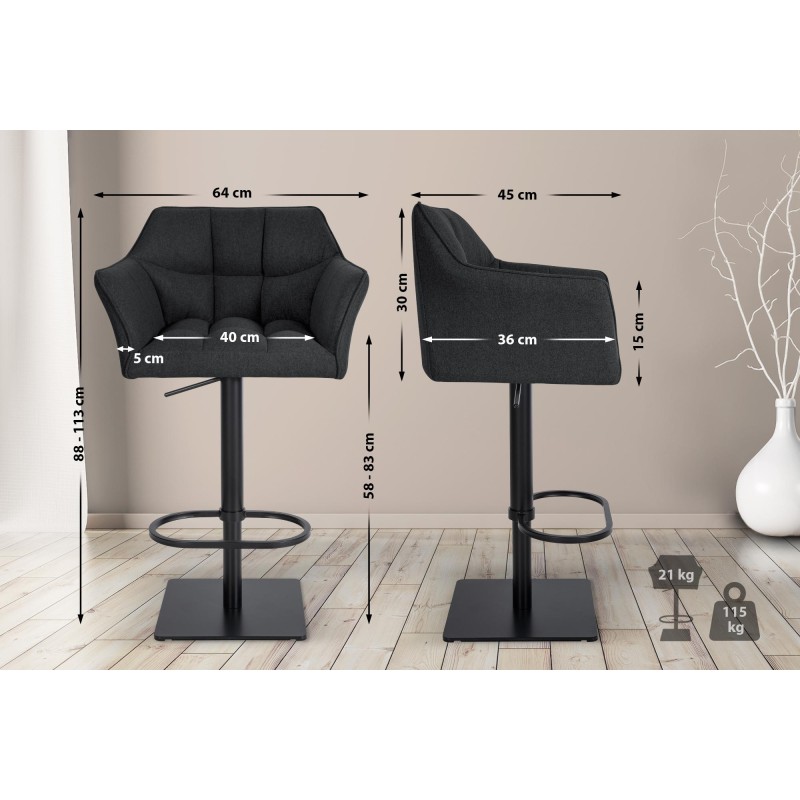 Taburete de bar Damaso B de fieltro antracita