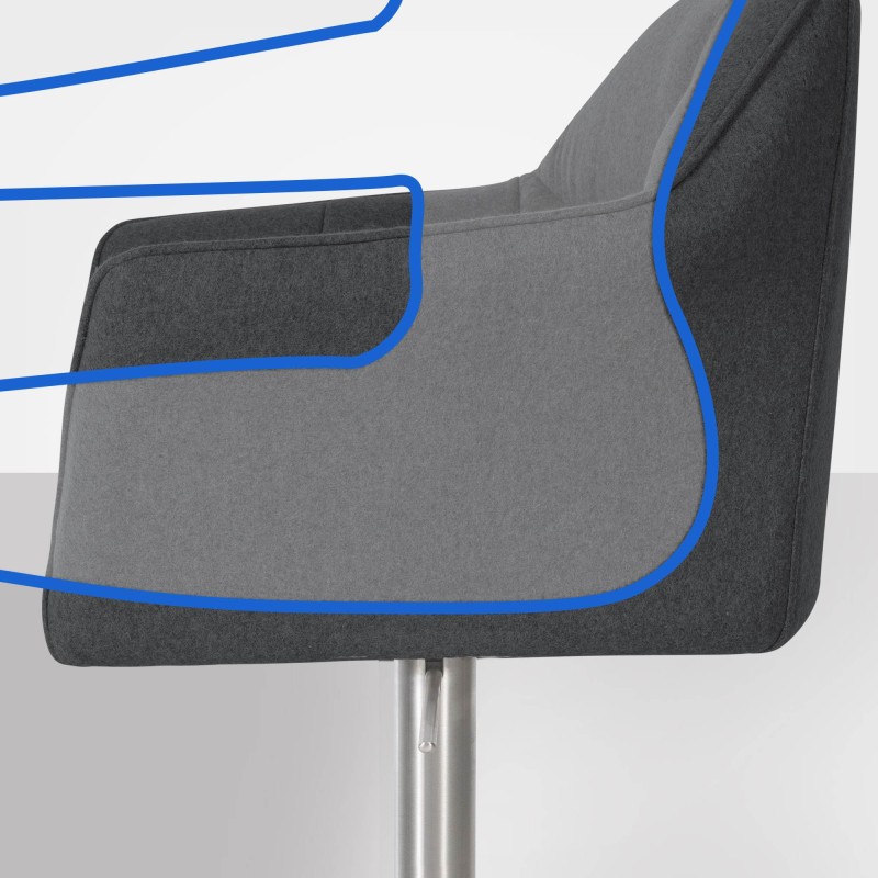 Taburete de bar Damaso E de fieltro antracita