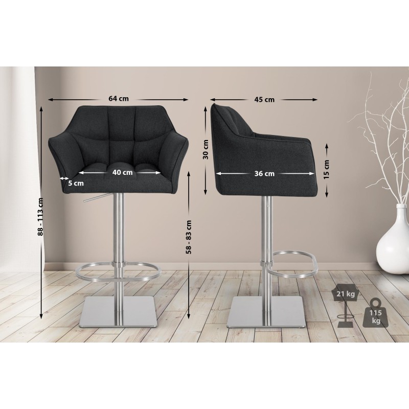 Taburete de bar Damaso E de fieltro antracita