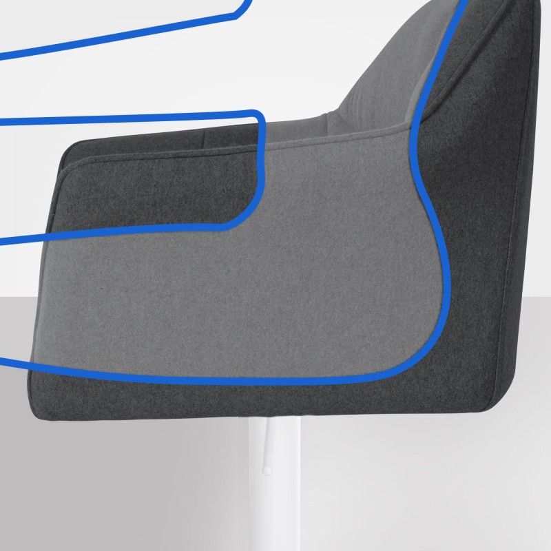 Taburete de bar Damaso W de fieltro antracita