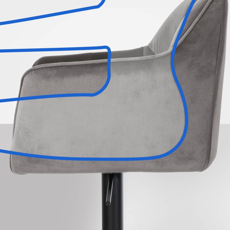 Taburete de bar Damaso B en terciopelo gris