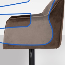 Taburete de bar de terciopelo marrón Damaso B