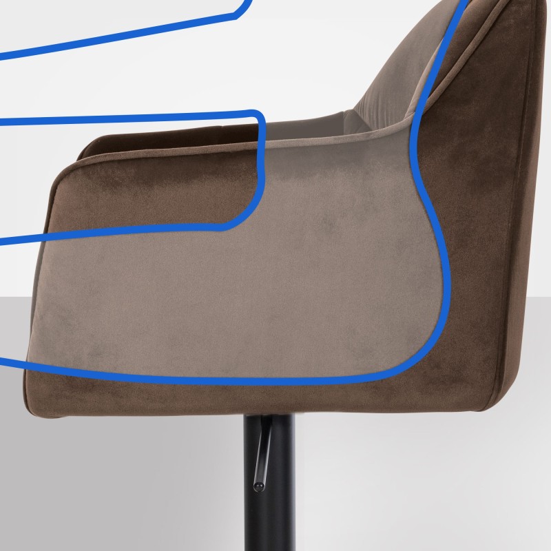 Taburete de bar de terciopelo marrón Damaso B