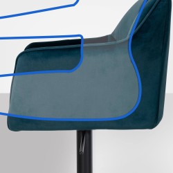 Taburete de bar de terciopelo verde Damaso B