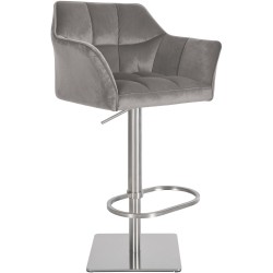 Taburete de bar Damaso E en terciopelo gris