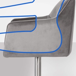 Taburete de bar Damaso E en terciopelo gris