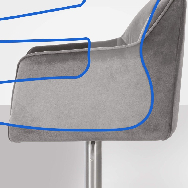 Taburete de bar Damaso E en terciopelo gris