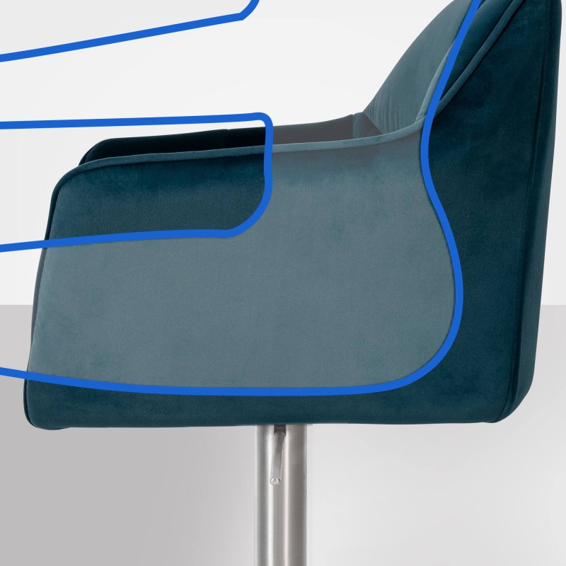 Taburete de bar de terciopelo verde Damaso E