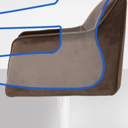 Taburete de bar Damaso W en terciopelo marrón