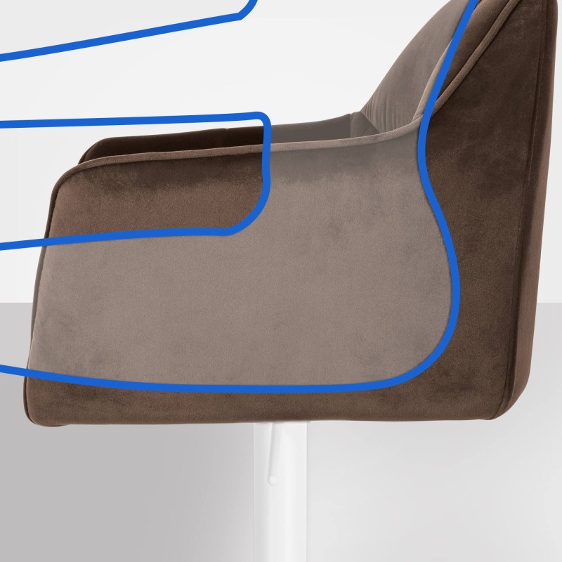 Taburete de bar Damaso W en terciopelo marrón