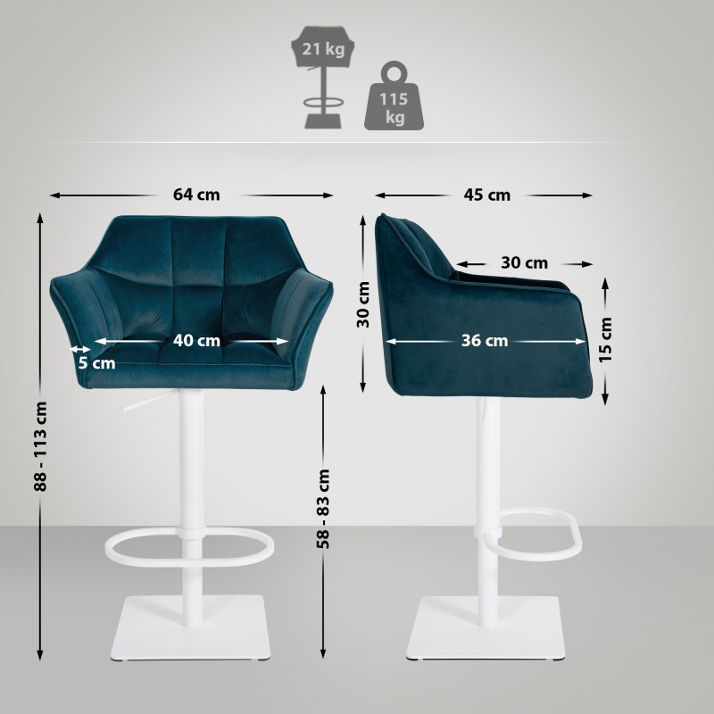 Taburete de bar Damaso W en terciopelo verde