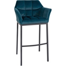 Taburete de bar Damaso B de terciopelo con estructura de 4 patas en color verde