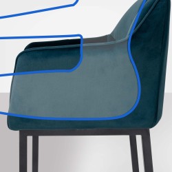 Taburete de bar Damaso B de terciopelo con estructura de 4 patas en color verde