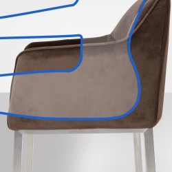 Taburete de bar Damaso E de terciopelo con estructura de 4 patas en color marrón