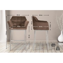 Taburete de bar Damaso E de terciopelo con estructura de 4 patas en color marrón