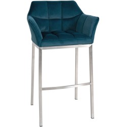 Taburete de bar Damaso E de terciopelo con estructura de 4 patas, verde