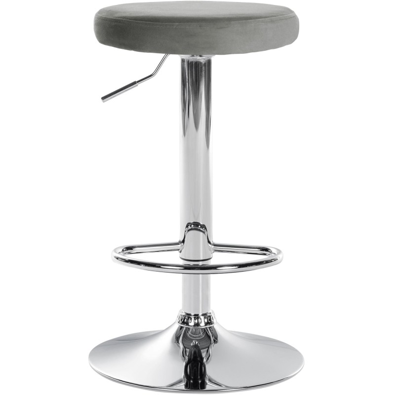 Taburete de bar Ponte en terciopelo gris y cromo