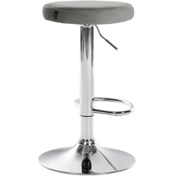 Taburete de bar Ponte en terciopelo gris y cromo