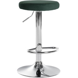 Taburete de bar cromado de terciopelo verde Ponte