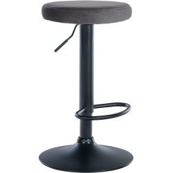Taburete de bar Ponte en terciopelo negro y gris oscuro