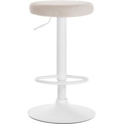 Taburete de bar Ponte en terciopelo blanco crema