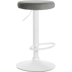 Taburete de bar Ponte en terciopelo blanco y gris