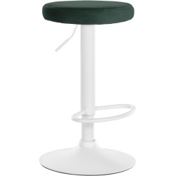 Taburete de bar Ponte en terciopelo blanco y verde