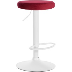 Taburete de bar Ponte en terciopelo blanco y rojo