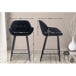 Taburete de bar Gibson 76 en terciopelo negro