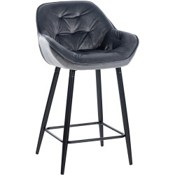 Taburete de bar Gibson 76 en terciopelo gris oscuro