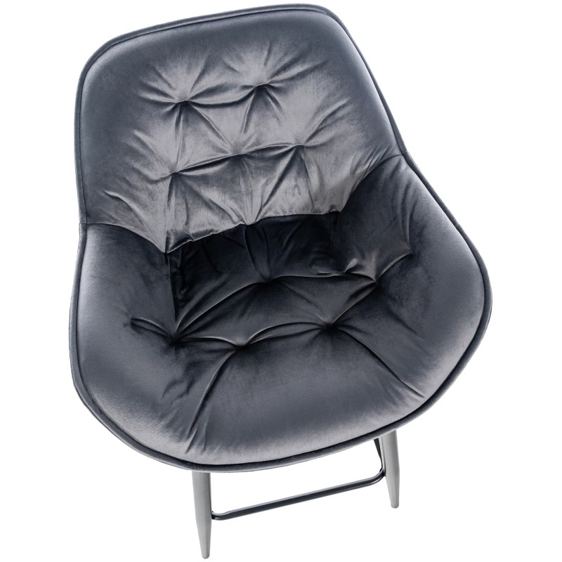 Taburete de bar Gibson 76 en terciopelo gris oscuro