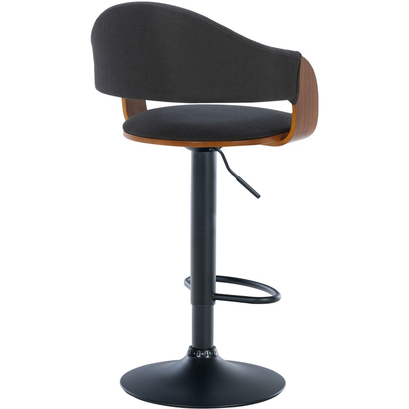 Taburete de bar Nilse en nogal negro/tela negra