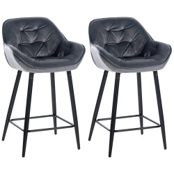 Juego de 2 taburetes de bar Gibson en terciopelo gris oscuro