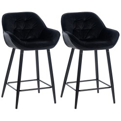 Juego de 2 taburetes de bar Gibson en terciopelo negro