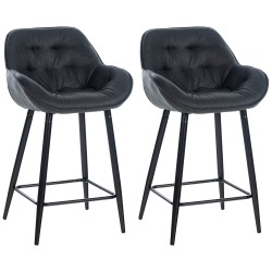 Juego de 2 taburetes de bar Gibson en tela gris oscuro