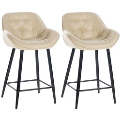 Juego de 2 taburetes de bar Gibson en tela color crema